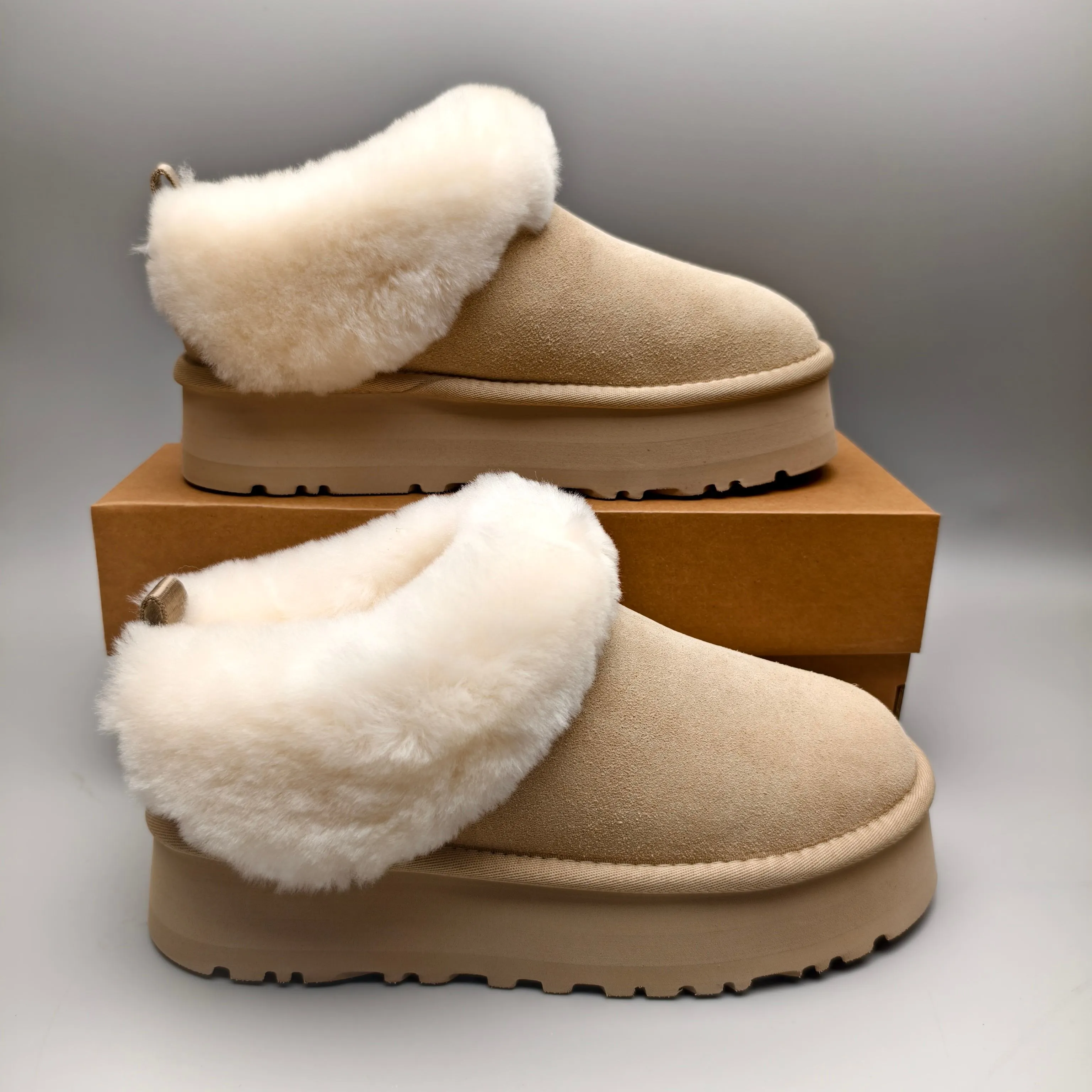 💰480 UGG sheepskin all-in-one snow boots 1393 Thick-soled suede style slip-on slip-ons Color: maroon green sand pink Matching size: 35-40